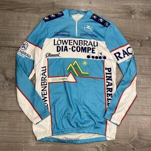Vintage Giordana Lowenbrau Dia-Compe Pinarello Cycling Jersey Mens 3 LS Italy
